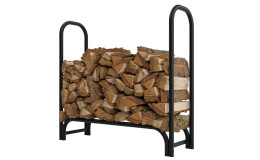 Stojan na palivové drevo s plachtou, čierny