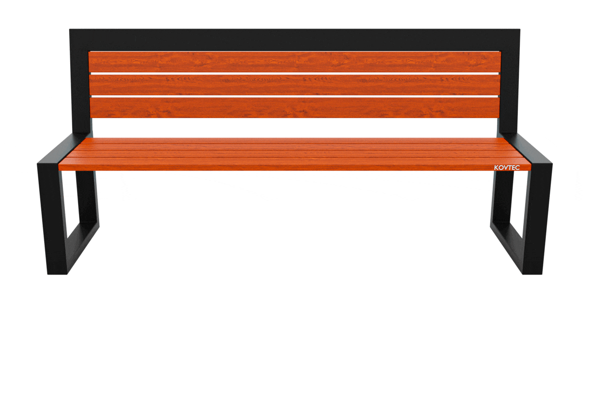 Kovová lavička LK-11, 180cm, Teak, Farebná