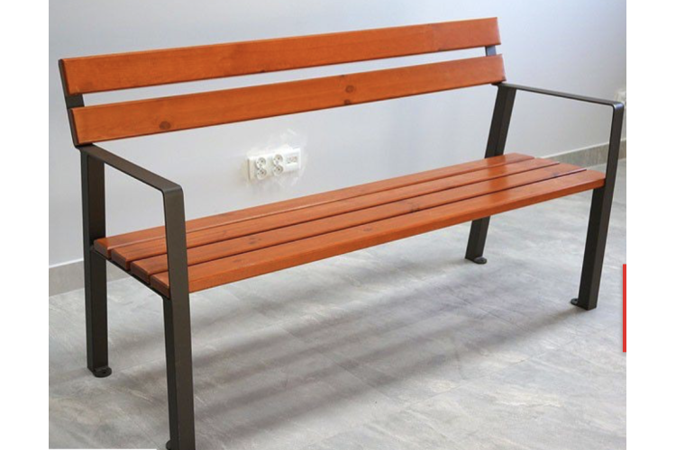 Kovová lavička LK-38, 180cm, Teak, Farebná