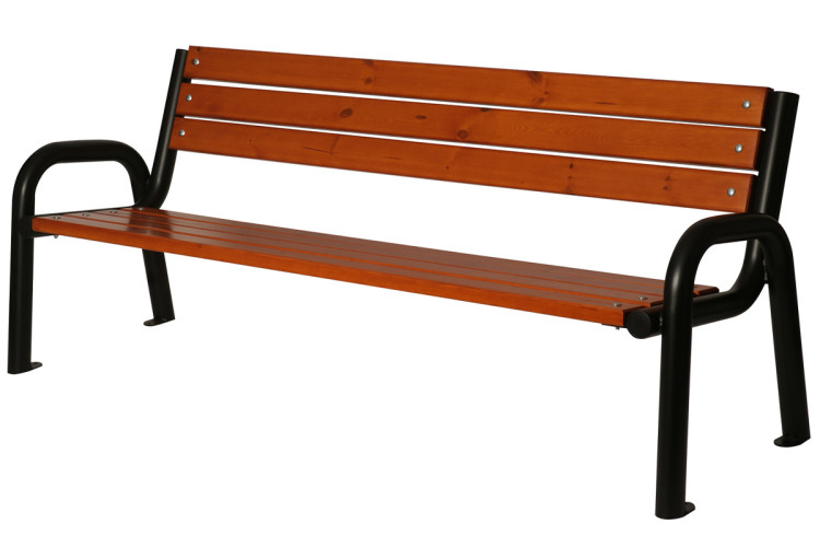 Kovová lavička LK-5, 150cm, Teak, Pozinkovaná