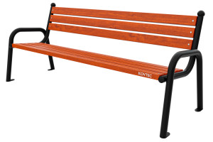 Kovová lavička LK-6, 150cm, Teak, Farebná