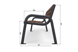 Kovová lavička LK-5, 150cm, Teak, Farebná