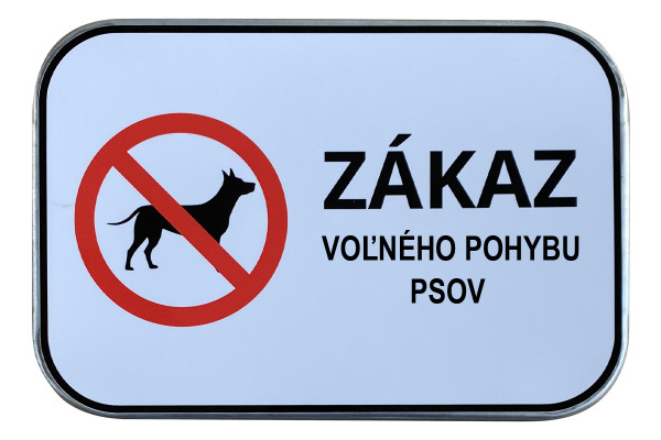 Značka Zákaz voľného pohybu psov, 300x200mm