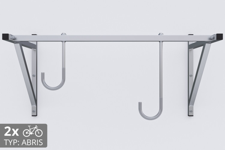 Držiak na bicykel na stenu, 2 miestny ABRIS strieborný