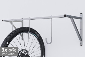 Držiak na bicykel na stenu, 3 miestny ABRIS pozinkovaný