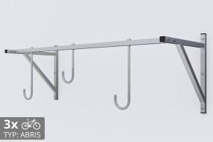 Držiak na bicykel na stenu, 3 miestny ABRIS pozinkovaný