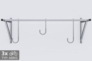 Držiak na bicykel na stenu, 3 miestny ABRIS strieborný