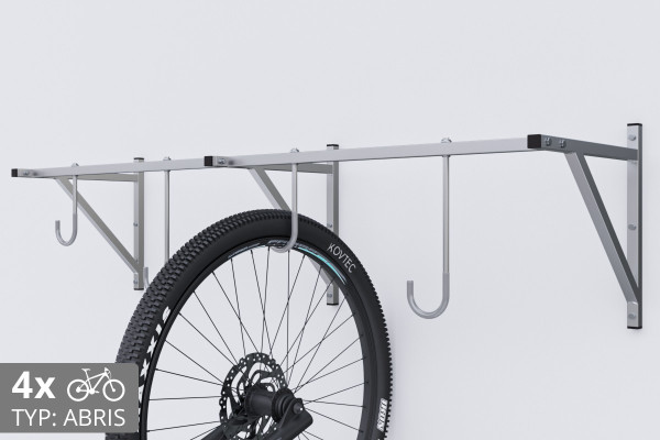 Držiak na bicykel na stenu, 4 miestny ABRIS pozinkovaný