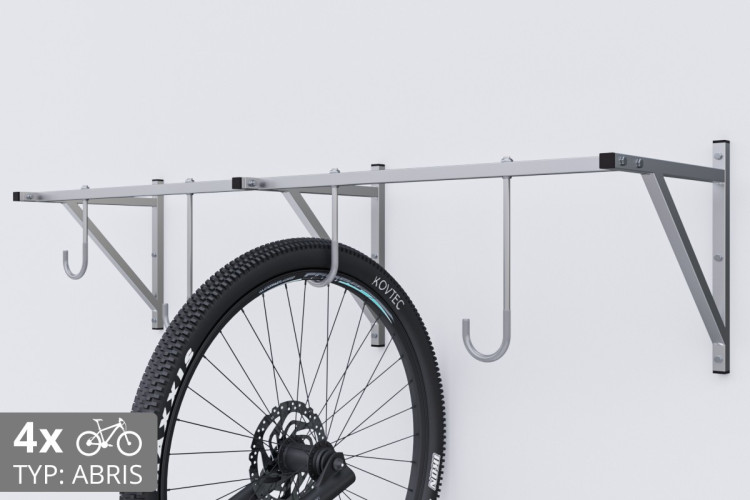 Držiak na bicykel na stenu, 4 miestny ABRIS pozinkovaný