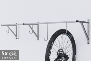Držiak na bicykel na stenu, 5 miestny ABRIS pozinkovaný