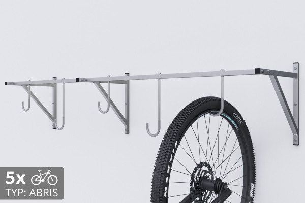 Držiak na bicykel na stenu, 5 miestny ABRIS pozinkovaný