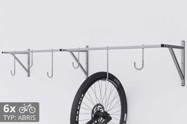 Držiak na bicykel na stenu, 6 miestny ABRIS pozinkovaný