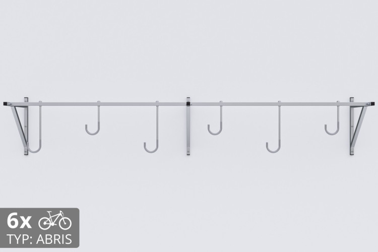 Držiak na bicykel na stenu, 6 miestny ABRIS strieborný