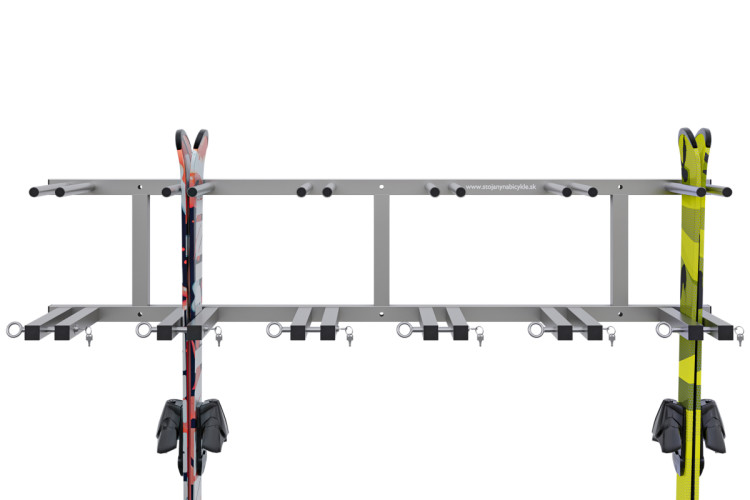 Držiak na lyže, 12 miestny, zvislý, save space, uzamykací