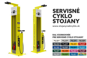 Servisný stojan na bicykle s náradím a s pumpou, ral 9005