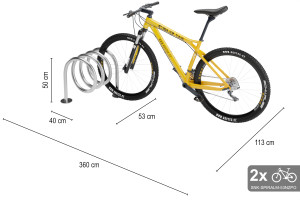 Obojstranný stojan na 2 bicykle, SPIRAL MAXI 2 miestny, pozinkovaný