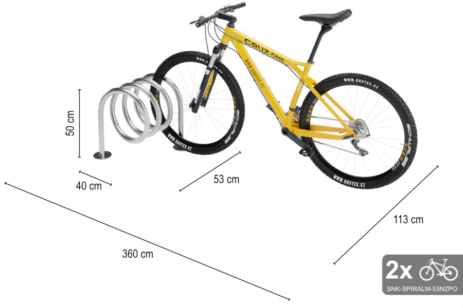 Obojstranný stojan na 2 bicykle, SPIRAL MAXI 2 miestny, pozinkovaný