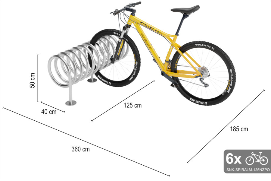 Obojstranný stojan na 6 bicyklov, SPIRAL MAXI 6 miestny, pozinkovaný