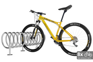 Obojstranný stojan na 8 bicyklov, SPIRAL MAXI 8 miestny, pozinkovaný
