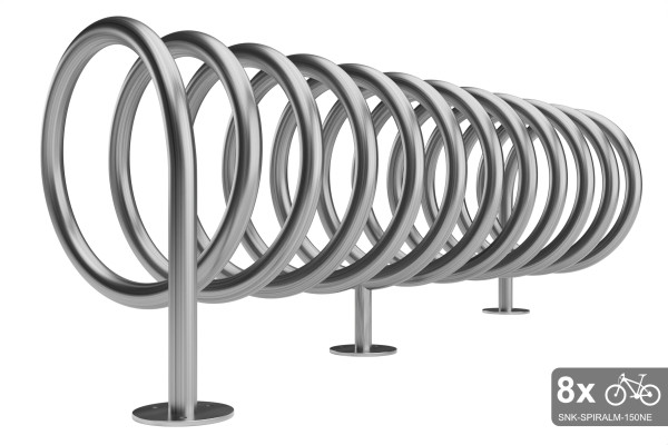 Obojstranný stojan na 8 bicyklov, SPIRAL MAXI 8 miestny, nerezový