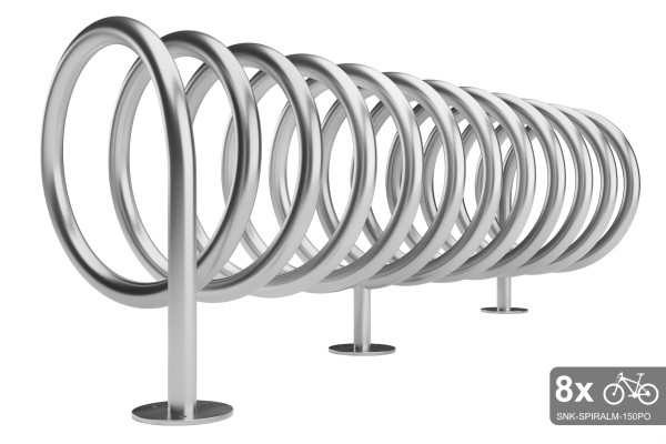 Obojstranný stojan na 8 bicyklov, SPIRAL MAXI 8 miestny, pozinkovaný