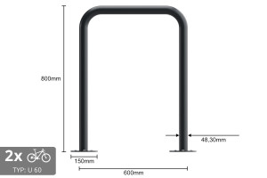 Cyklostojan U 60x80cm, Ø 48,3 mm, Farebný