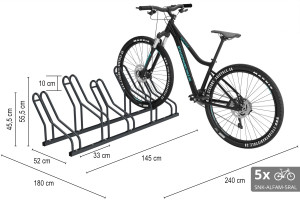 Stojan na 4 bicykle ALFA MAXI do úzkych prostorů, farebný Stojan na 4 bicykle ALFA MAXI do úzkych prostorů, farebný