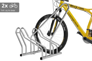 Stojan na 2 bicykle s rámom na uzamykanie ALFA, pozinkovaný Stojan na 2 bicykle s rámom na uzamykanie ALFA, pozinkovaný