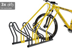Stojan na 3 bicykle s rámom na uzamykanie ALFA, farebný