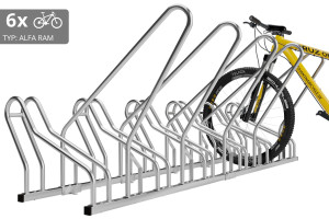 Stojan na 6 bicyklov s rámom na uzamykanie ALFA, pozinkovaný