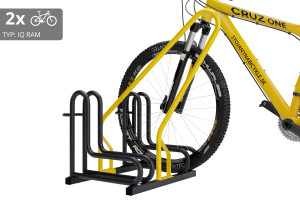Cyklo stojan na 2 bicykle s rámom na uzamykanie IQ, farebný Cyklo stojan na 2 bicykle s rámom na uzamykanie IQ, farebný
