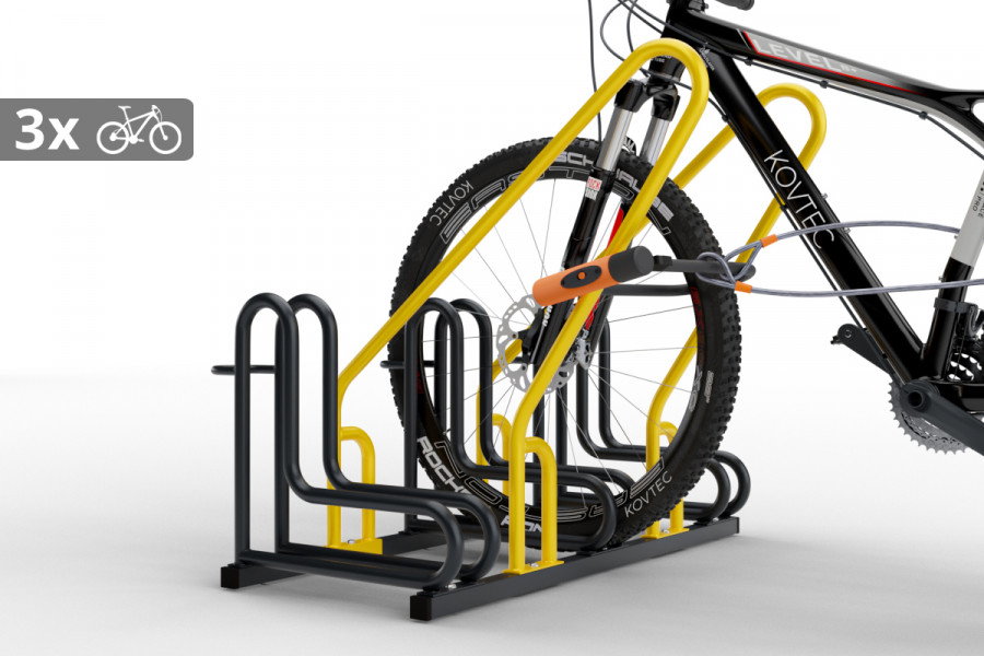 Cyklo stojan na 3 bicykle s rámom na uzamykanie IQ, farebný
