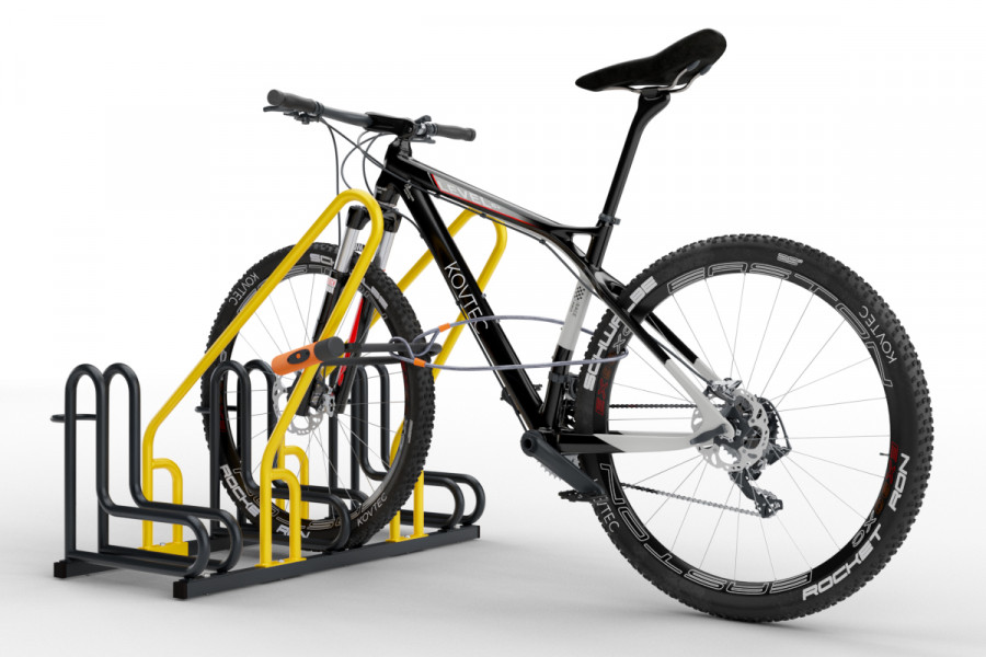 Cyklo stojan na 3 bicykle s rámom na uzamykanie IQ, farebný
