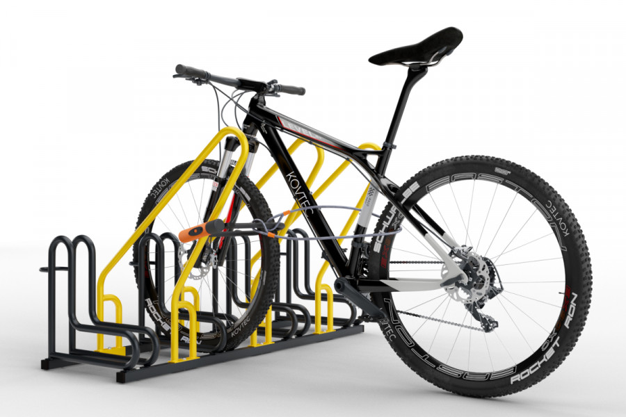 Cyklo stojan na 4 bicykle s rámom na uzamykanie IQ, farebný
