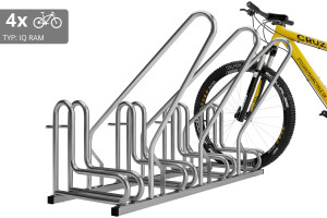 Stojan na 4 bicykle s rámom na uzamykanie IQ, nerezový