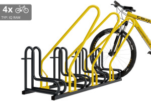 Stojan na 4 bicykle s rámom na uzamykanie IQ, farebný