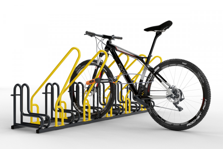 IQ Cyklo stojan pre 6 bicyklov s rámom na uzamykanie, farebný
