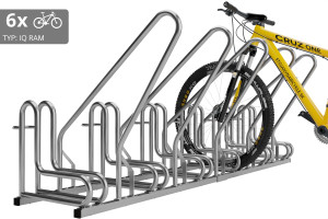 Stojan na 6 bicyklov s rámom na uzamykanie IQ, nerezový