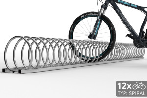 Stojan na 12 bicyklov SPIRAL, 330 cm pozinkovaný