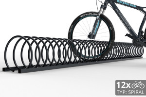 Stojan na 12 bicyklov SPIRAL, 330 cm farebný