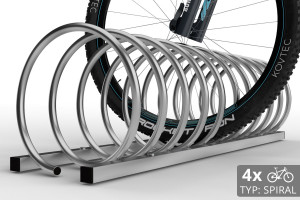 Stojan na 4 bicykle SPIRAL, 110 cm pozinkovaný