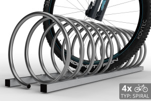 Stojan na 4 bicykle SPIRAL, 110 cm nerezový