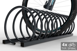 Stojan na 4 bicykle SPIRAL, 110 cm farebný