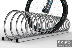 Stojan na 6 bicyklov SPIRAL, 150 cm nerezový