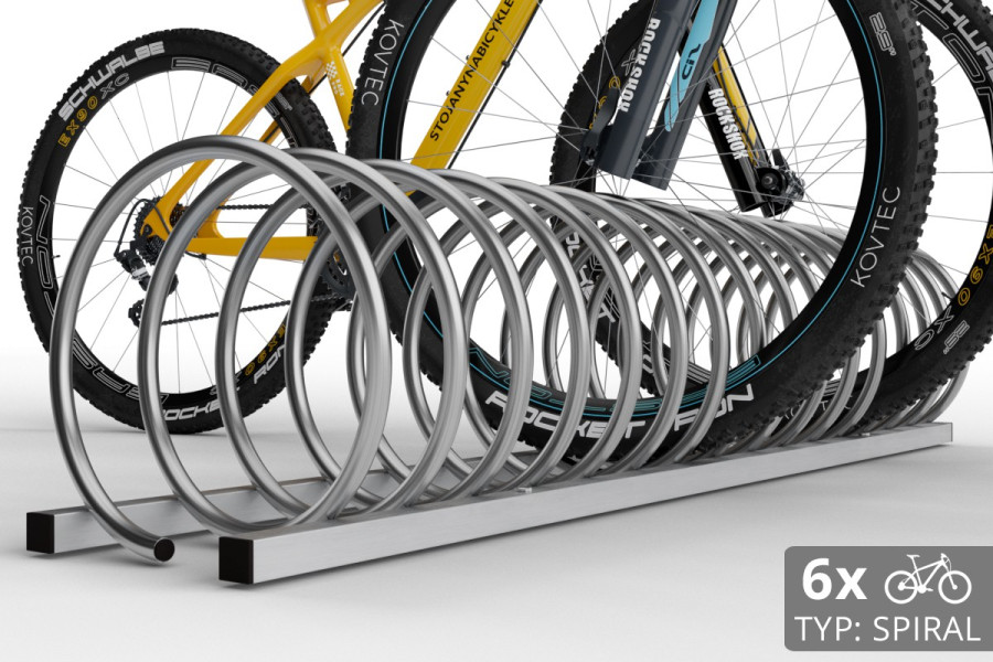 Nerezový cyklo stojan na 6 bicyklov v tvare špirály. Stojan je vyrobený z nereze. Typ SNK-SPIRAL-6NE. 
