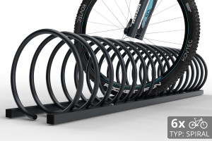 Stojan na 6 bicyklov SPIRAL, 150 cm farebný