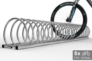 Stojan na 8 bicyklov SPIRAL, 220 cm pozinkovaný