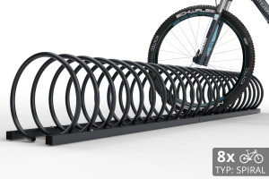 Stojan na 8 bicyklov SPIRAL, 220 cm farebný