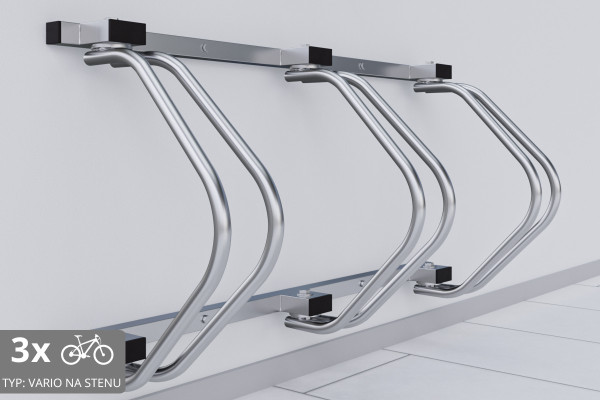 Stojan na 3 bicykle na stenu, pozinkovaný