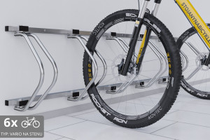 Stojan na 6 bicyklov VARIOS na stenu, farebný Stojan na 6 bicyklov VARIOS na stenu, farebný